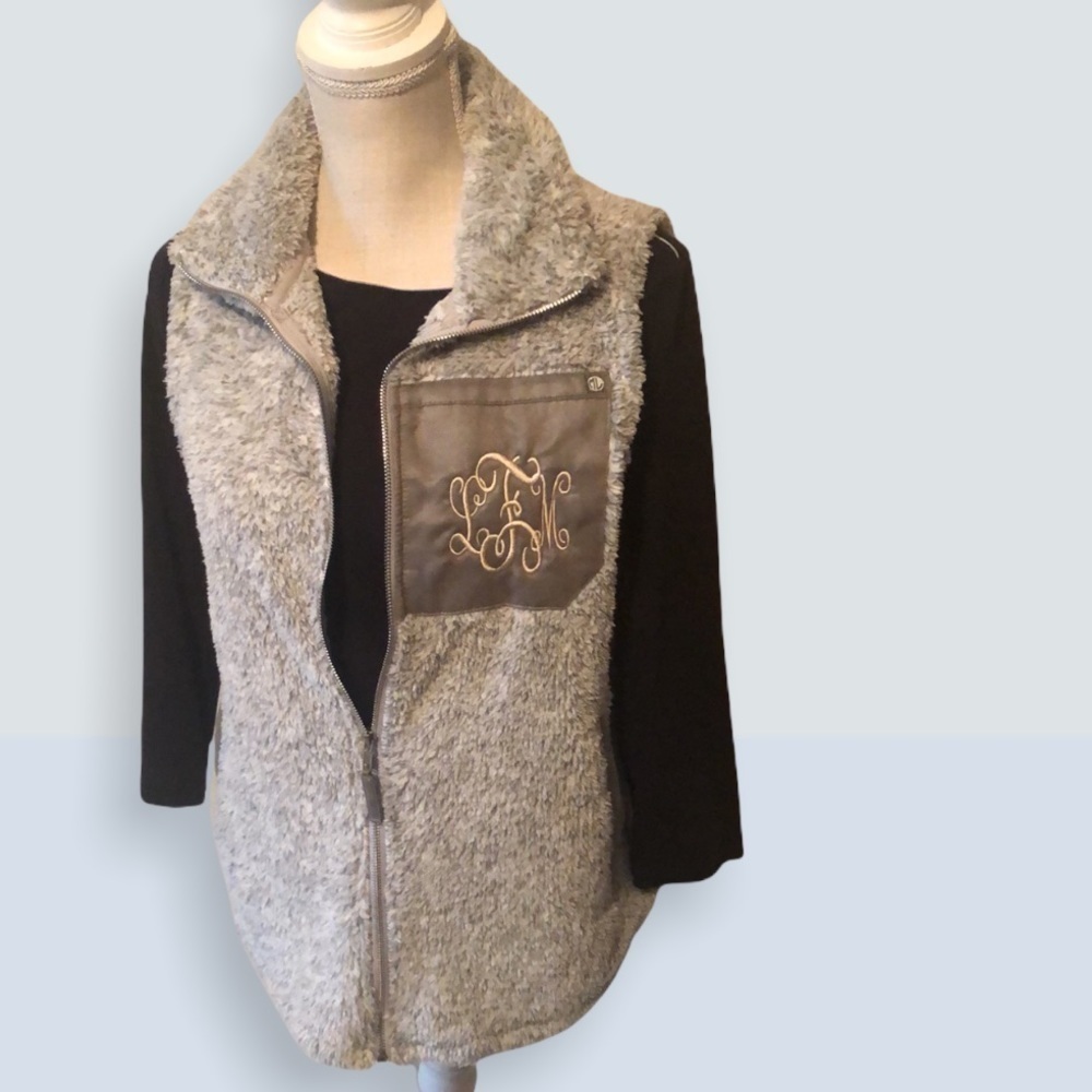 Marleylilly Sherpa gray vest, sz medium